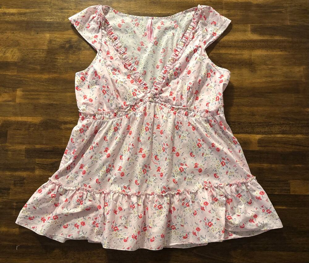 Victoria’s Secret Women’s Large Vintage Babydoll Top Y2k 100% Cotton Floral